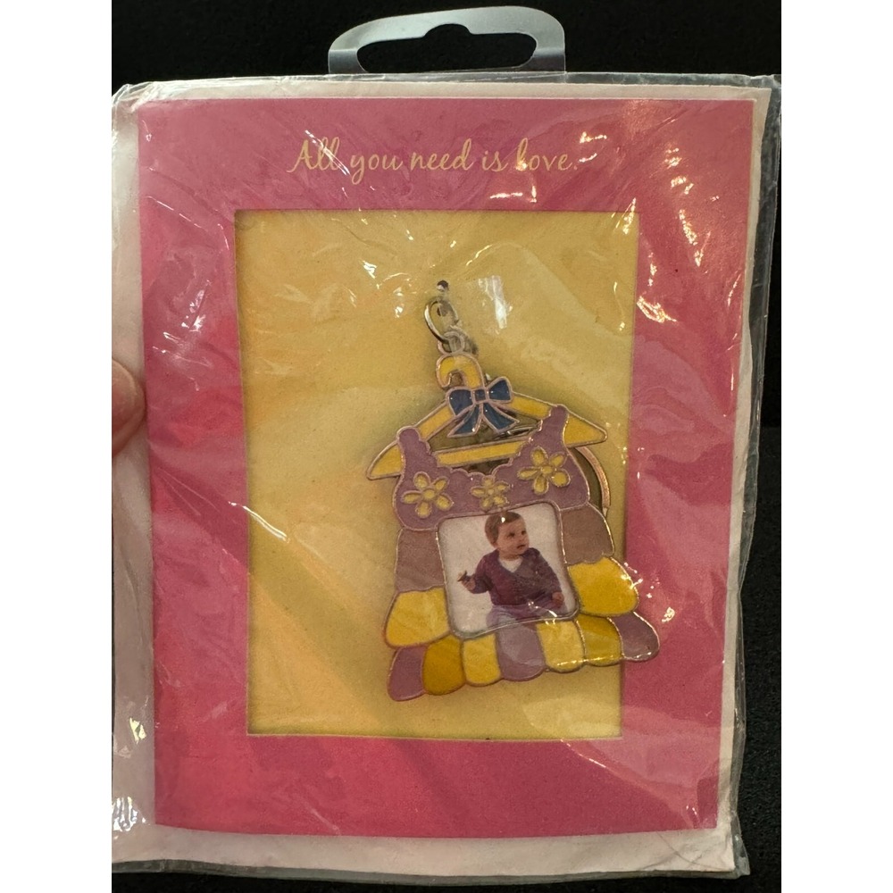 Purple & Yellow Picture Frame Keychain Key Ring